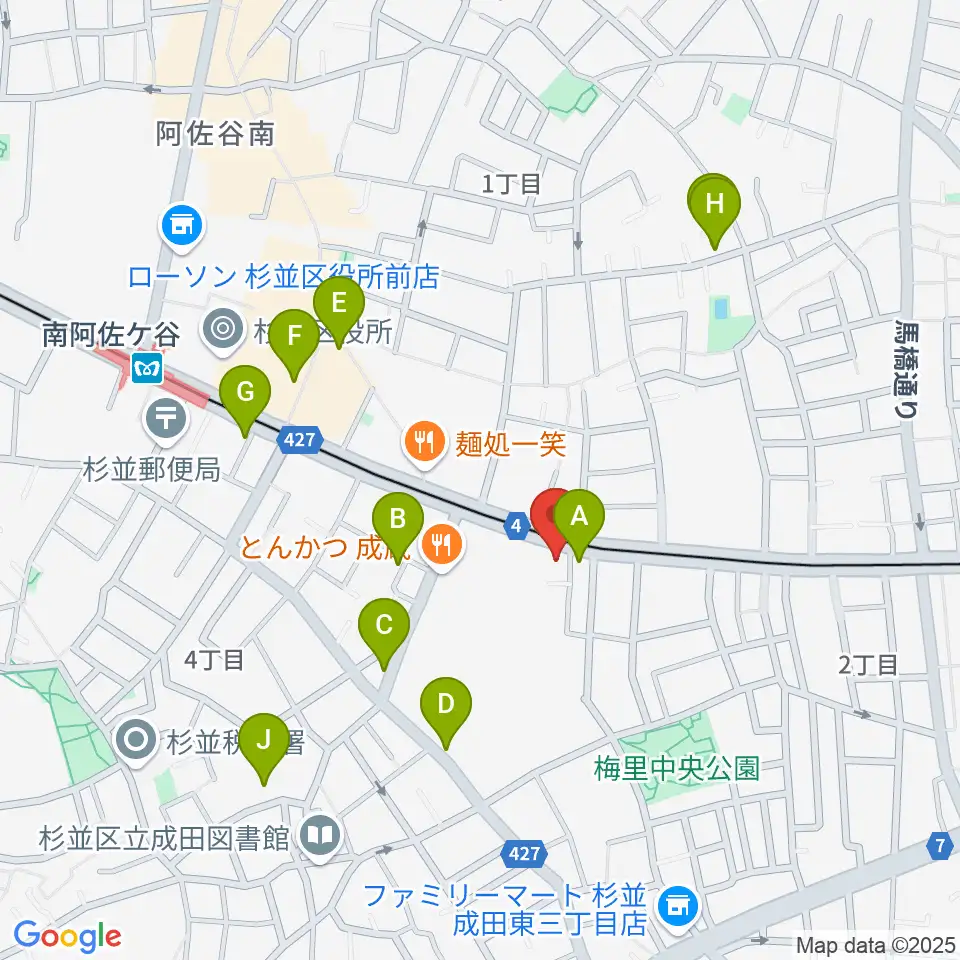 南阿佐ヶ谷ひつじ座周辺のカフェ一覧地図