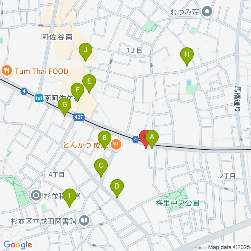 南阿佐ヶ谷ひつじ座周辺のカフェ一覧地図