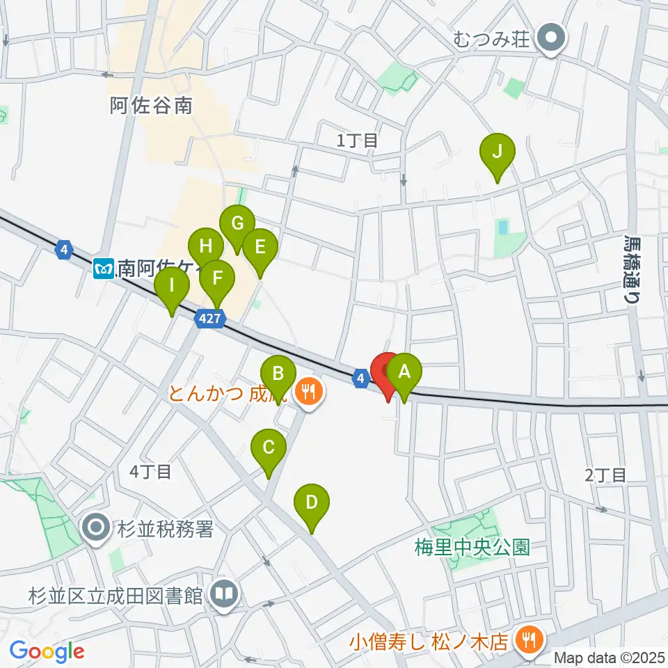 南阿佐ヶ谷ひつじ座周辺のカフェ一覧地図