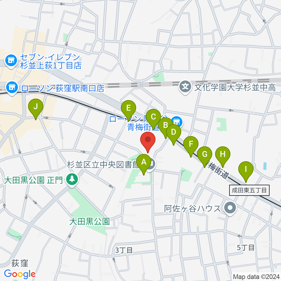 荻窪体育館周辺のカフェ一覧地図