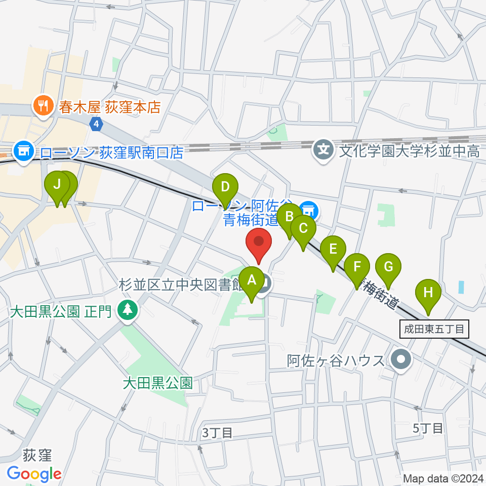 荻窪体育館周辺のカフェ一覧地図