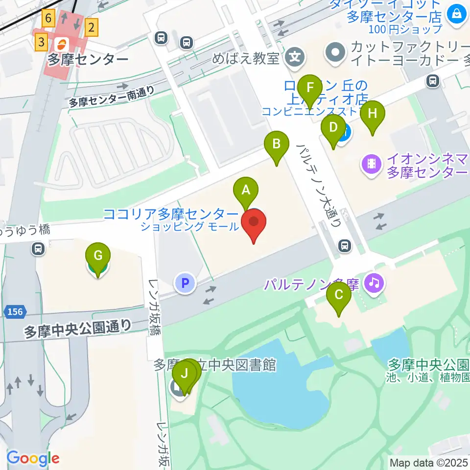 ココリア多摩センター ココリアホール周辺のカフェ一覧地図