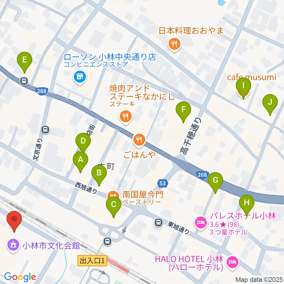 小林市文化会館周辺のカフェ一覧地図