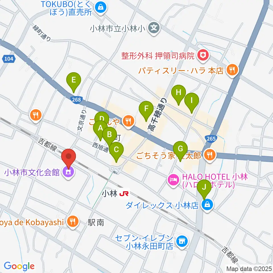 小林市文化会館周辺のカフェ一覧地図