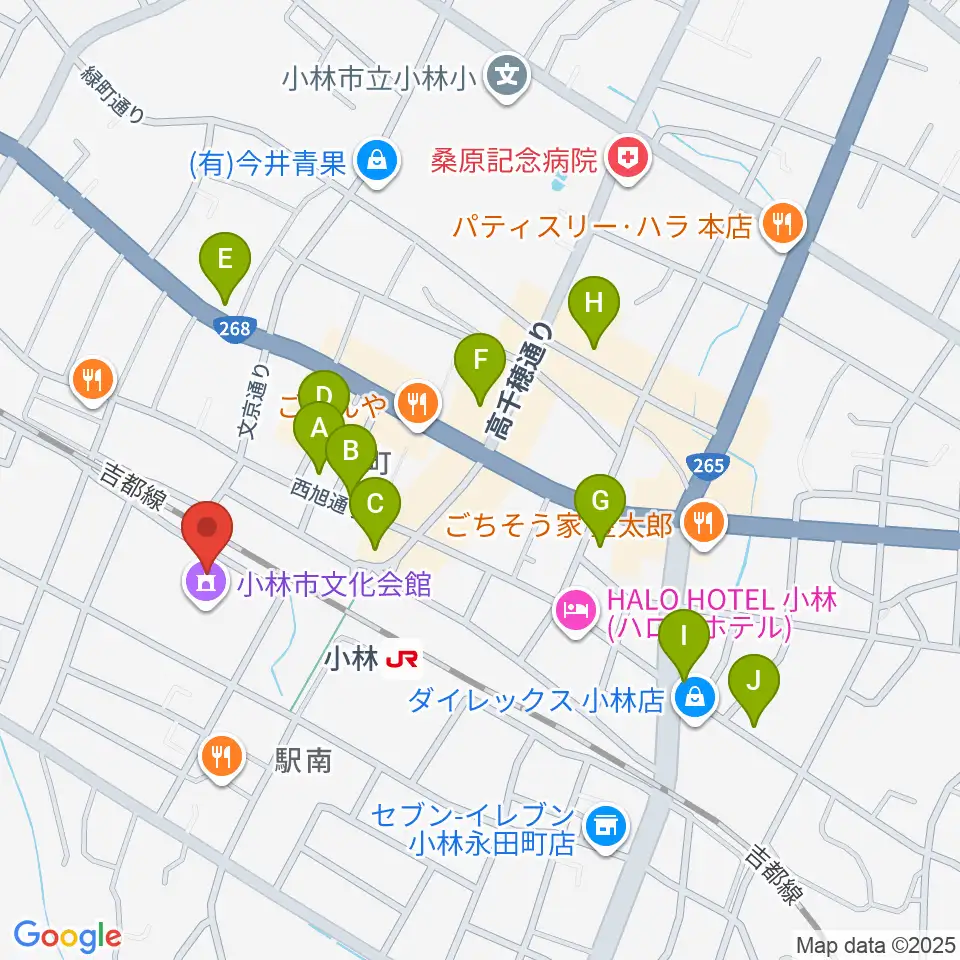 小林市文化会館周辺のカフェ一覧地図