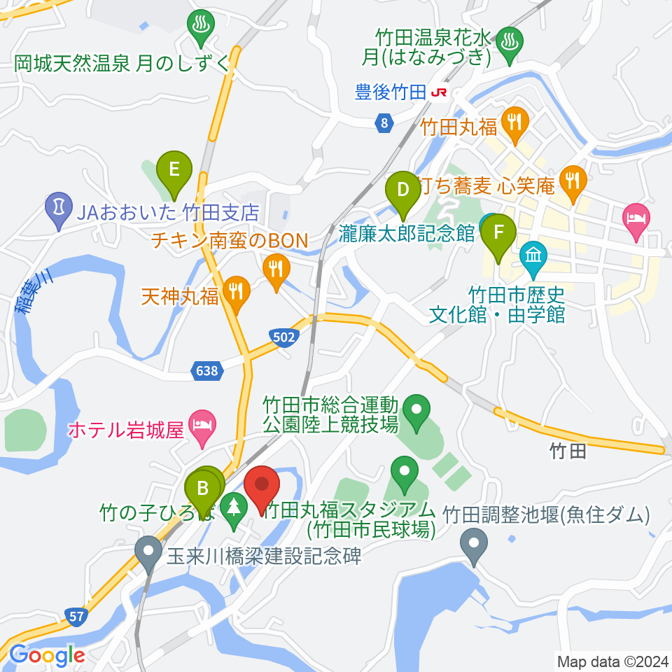 竹田市総合文化ホール グランツたけた周辺のカフェ一覧地図