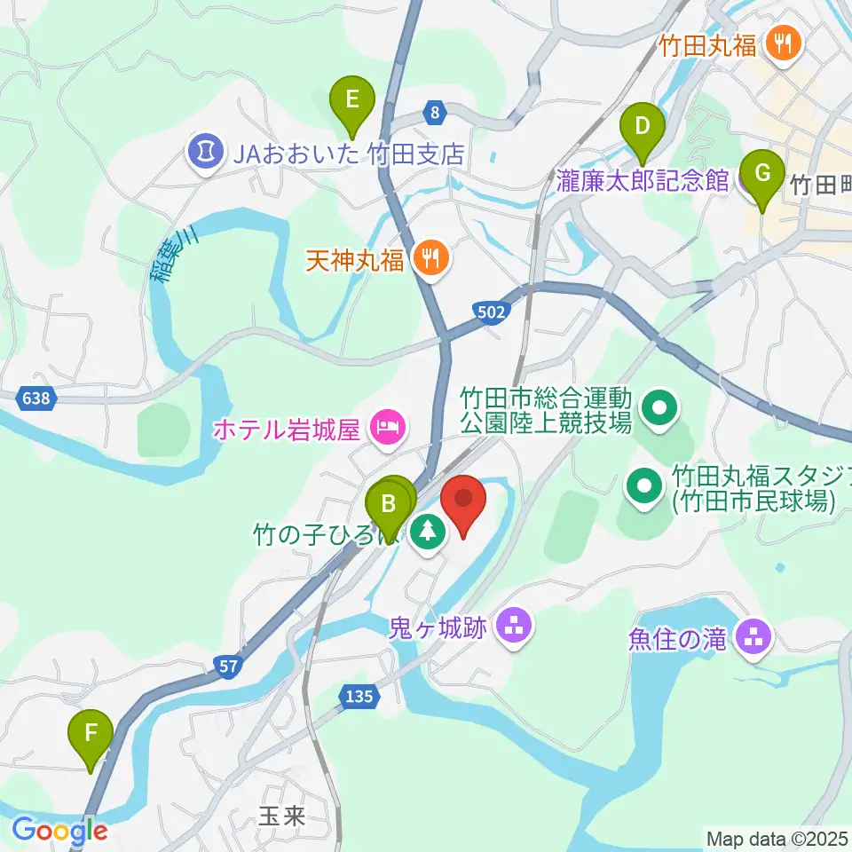 竹田市総合文化ホール グランツたけた周辺のカフェ一覧地図