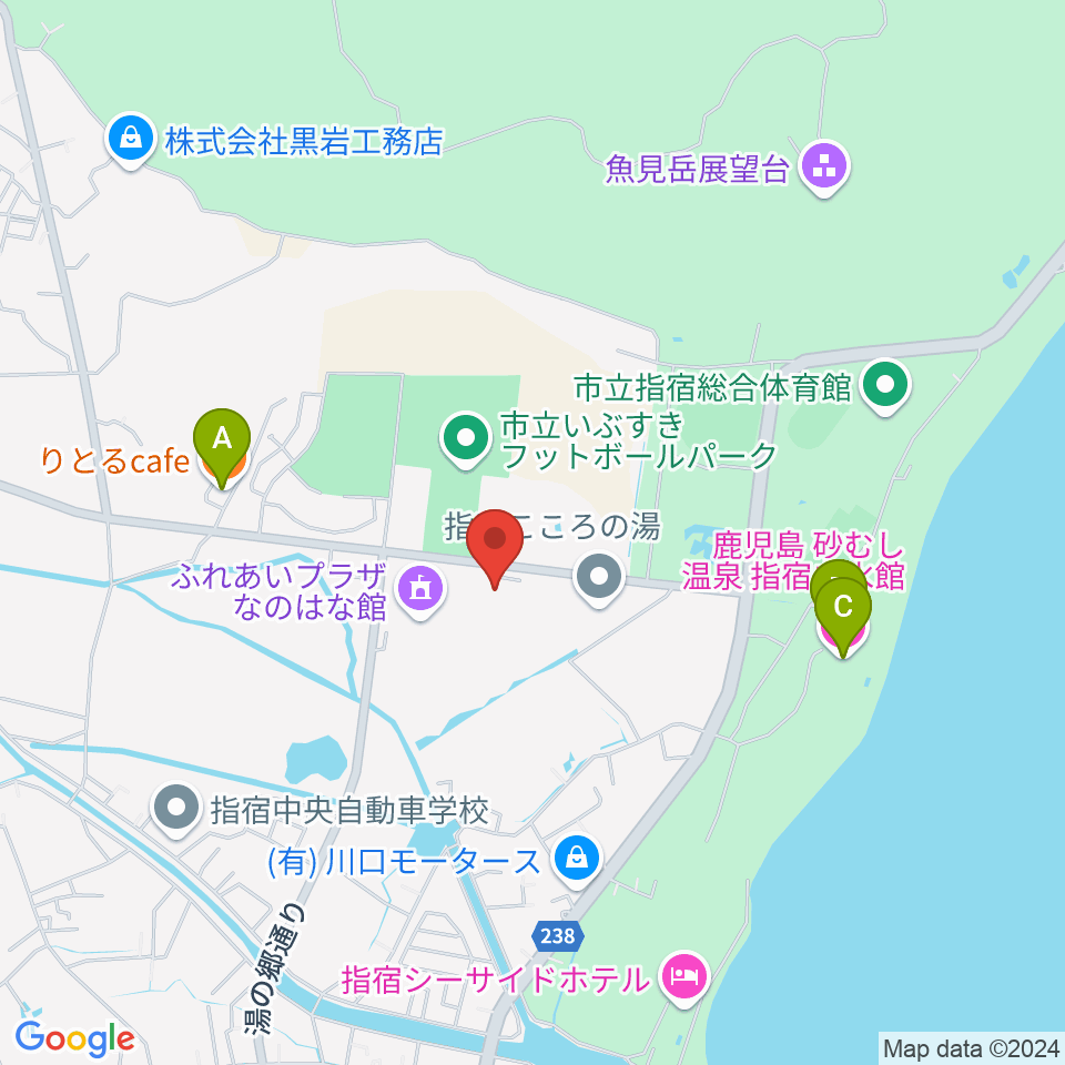 指宿市民会館周辺のカフェ一覧地図