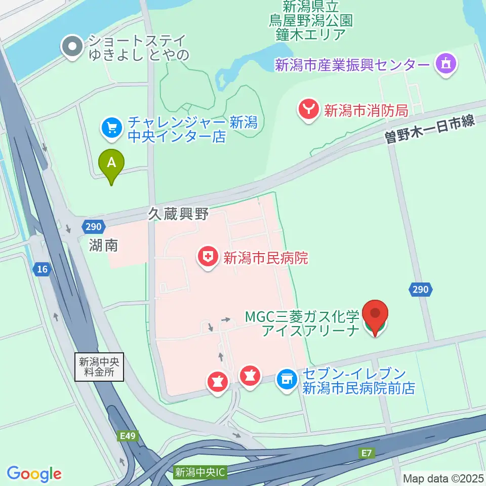 MGC三菱ガス化学アイスアリーナ周辺のカフェ一覧地図