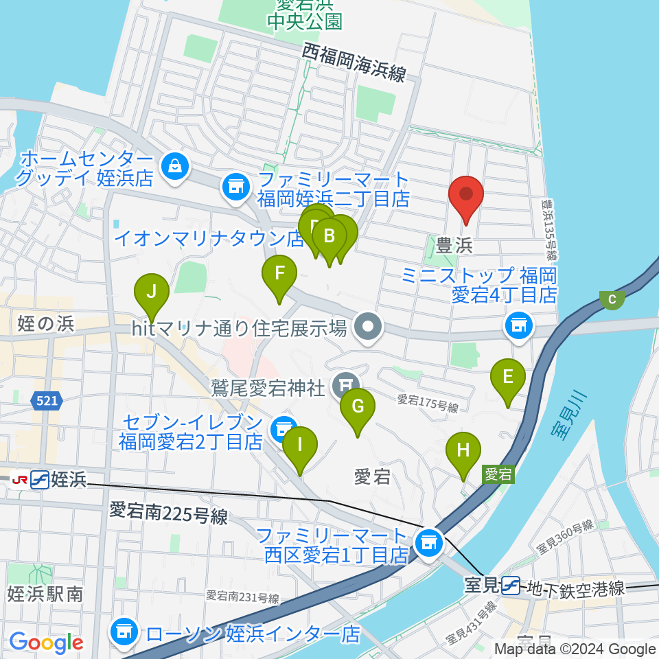 ブラボー音楽教室周辺のカフェ一覧地図