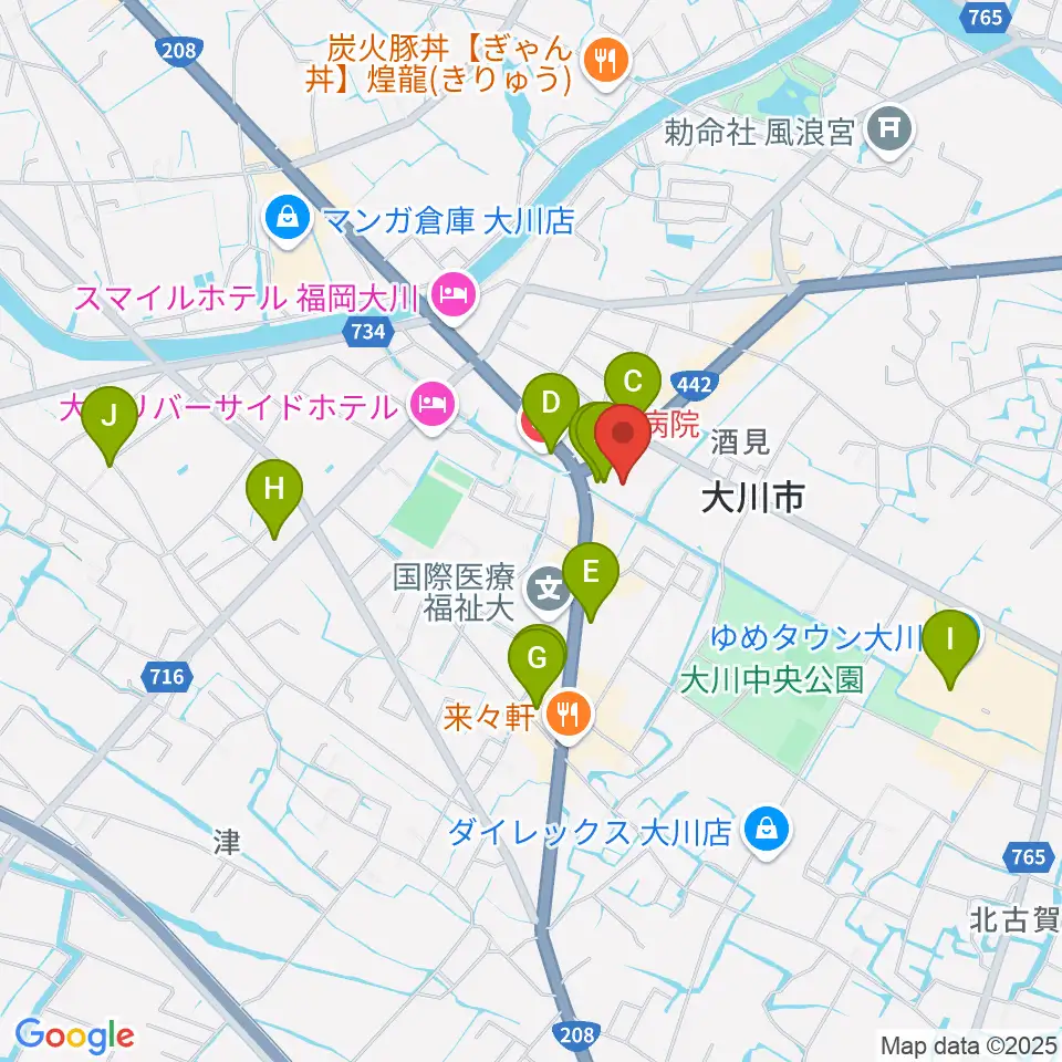 大川シネマホール周辺のカフェ一覧地図