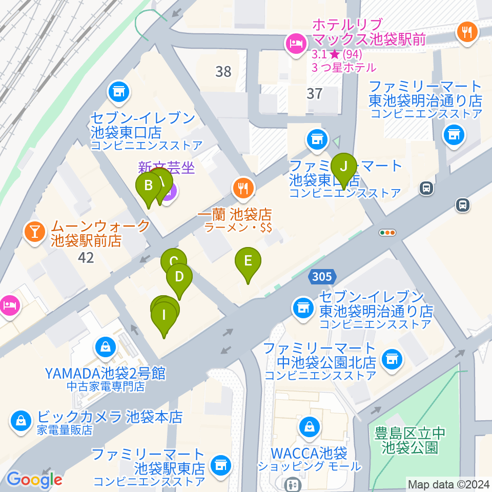 新文芸坐周辺のカフェ一覧地図