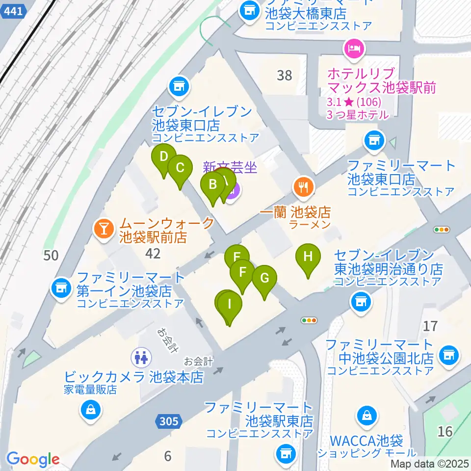 新文芸坐周辺のカフェ一覧地図