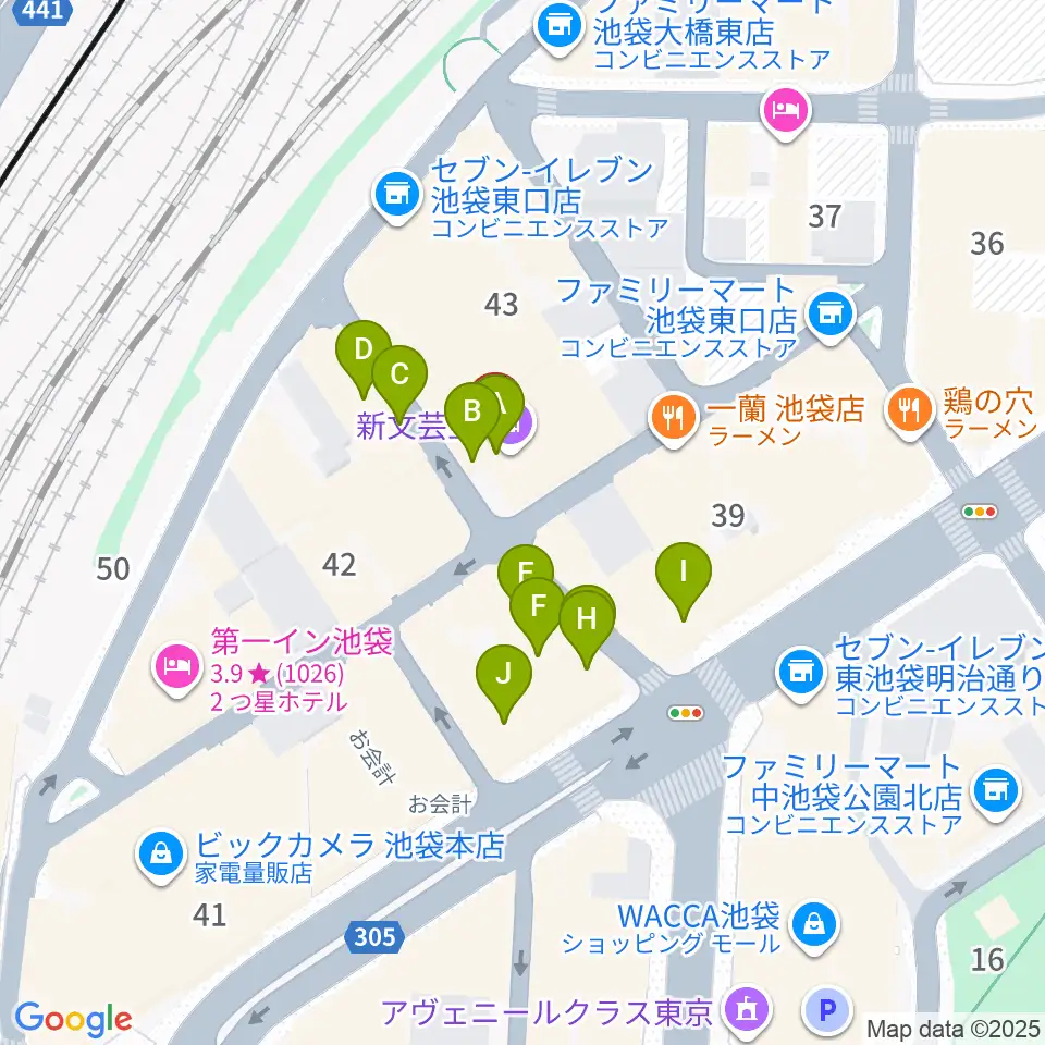 新文芸坐周辺のカフェ一覧地図