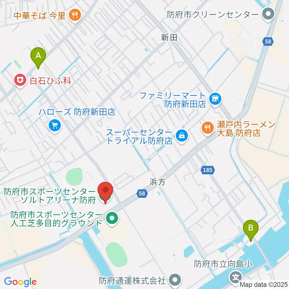 ソルトアリーナ防府周辺のカフェ一覧地図