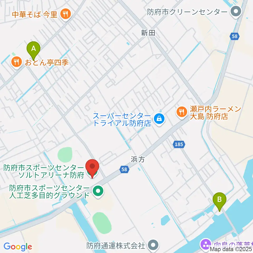ソルトアリーナ防府周辺のカフェ一覧地図