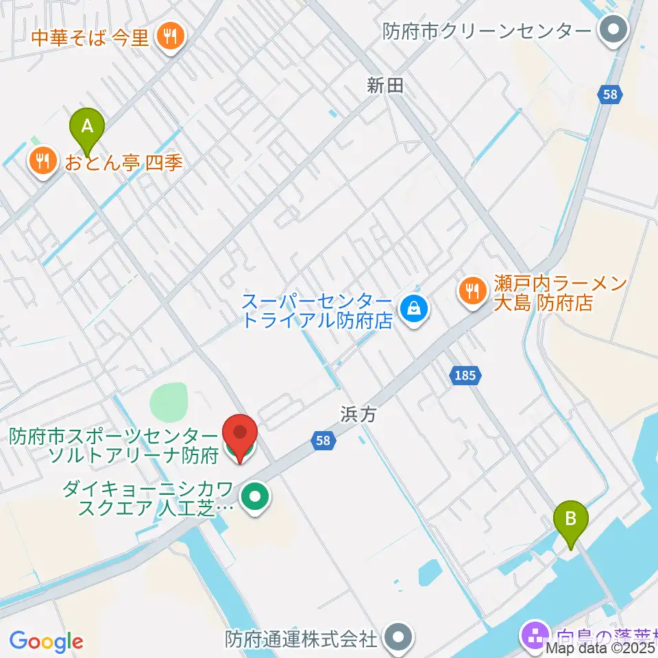 ソルトアリーナ防府周辺のカフェ一覧地図