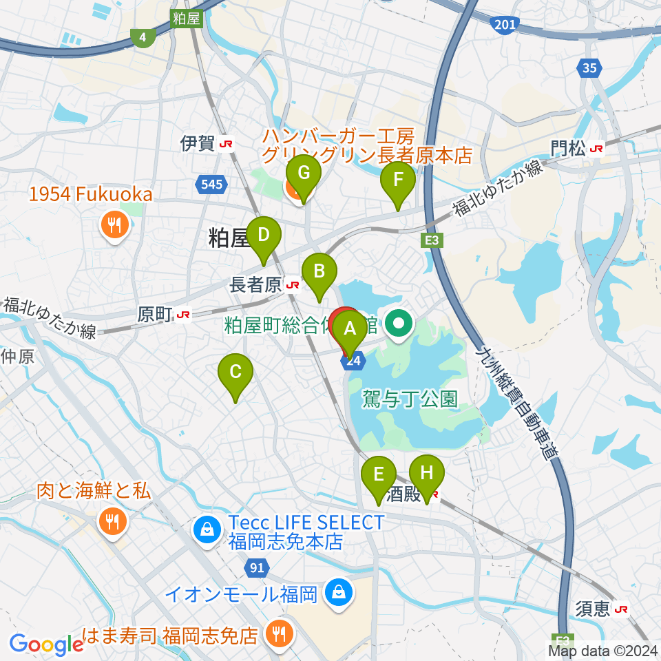 サンレイクかすや周辺のカフェ一覧地図