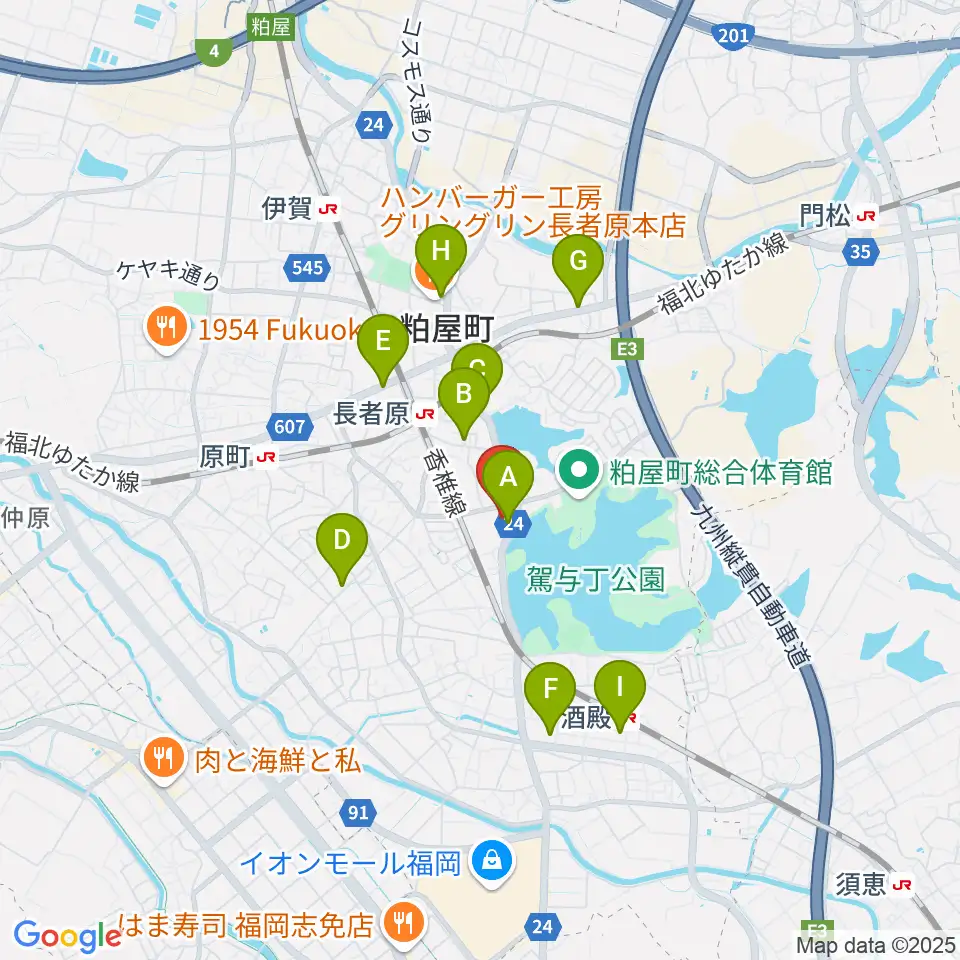 サンレイクかすや周辺のカフェ一覧地図