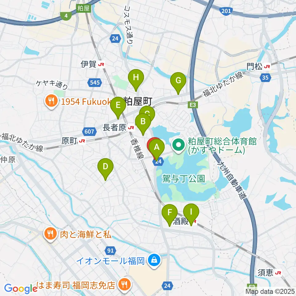 サンレイクかすや周辺のカフェ一覧地図