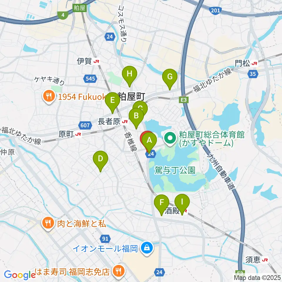 サンレイクかすや周辺のカフェ一覧地図