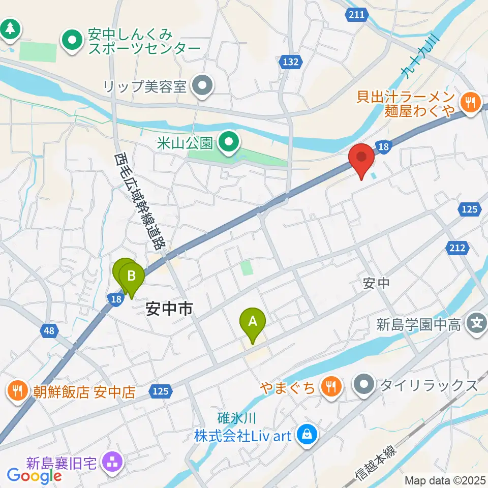 安中市文化センター周辺のカフェ一覧地図