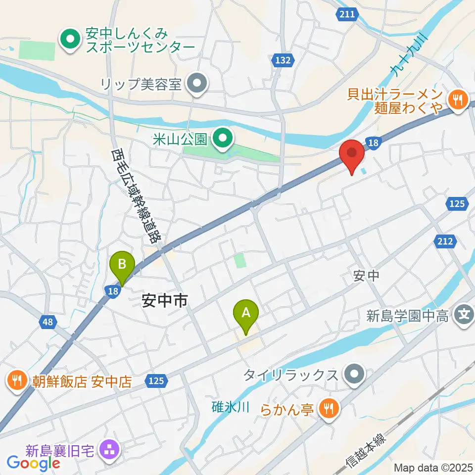 安中市文化センター周辺のカフェ一覧地図