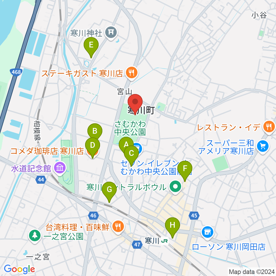 シンコースポーツ寒川アリーナ周辺のカフェ一覧地図