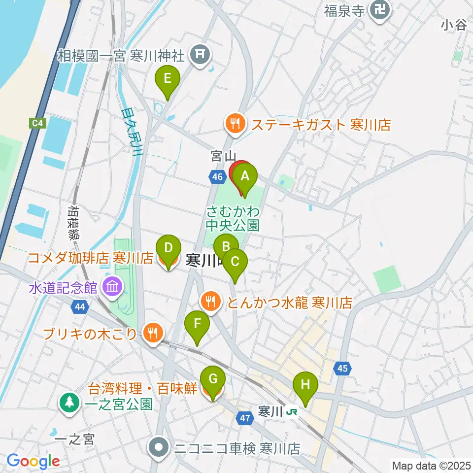 シンコースポーツ寒川アリーナ周辺のカフェ一覧地図