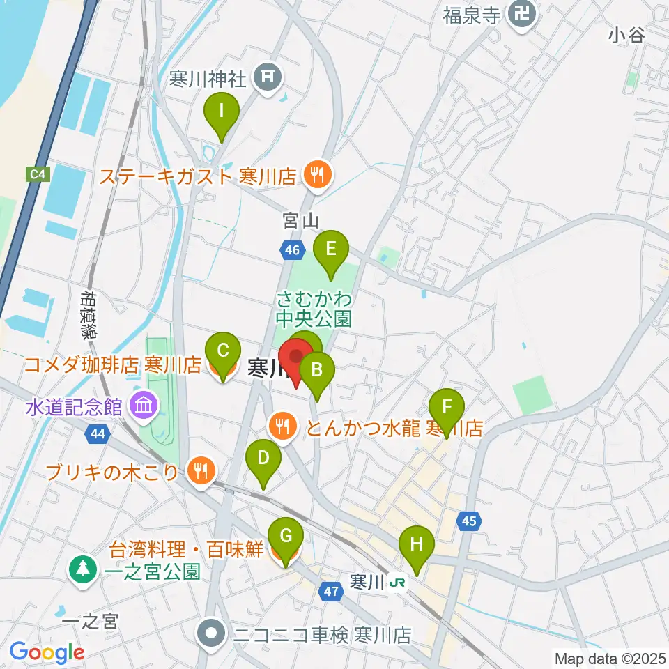 寒川町民センター周辺のカフェ一覧地図