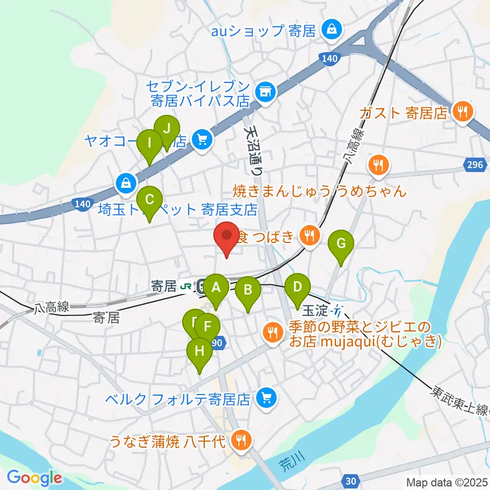 寄居町中央公民館周辺のカフェ一覧地図