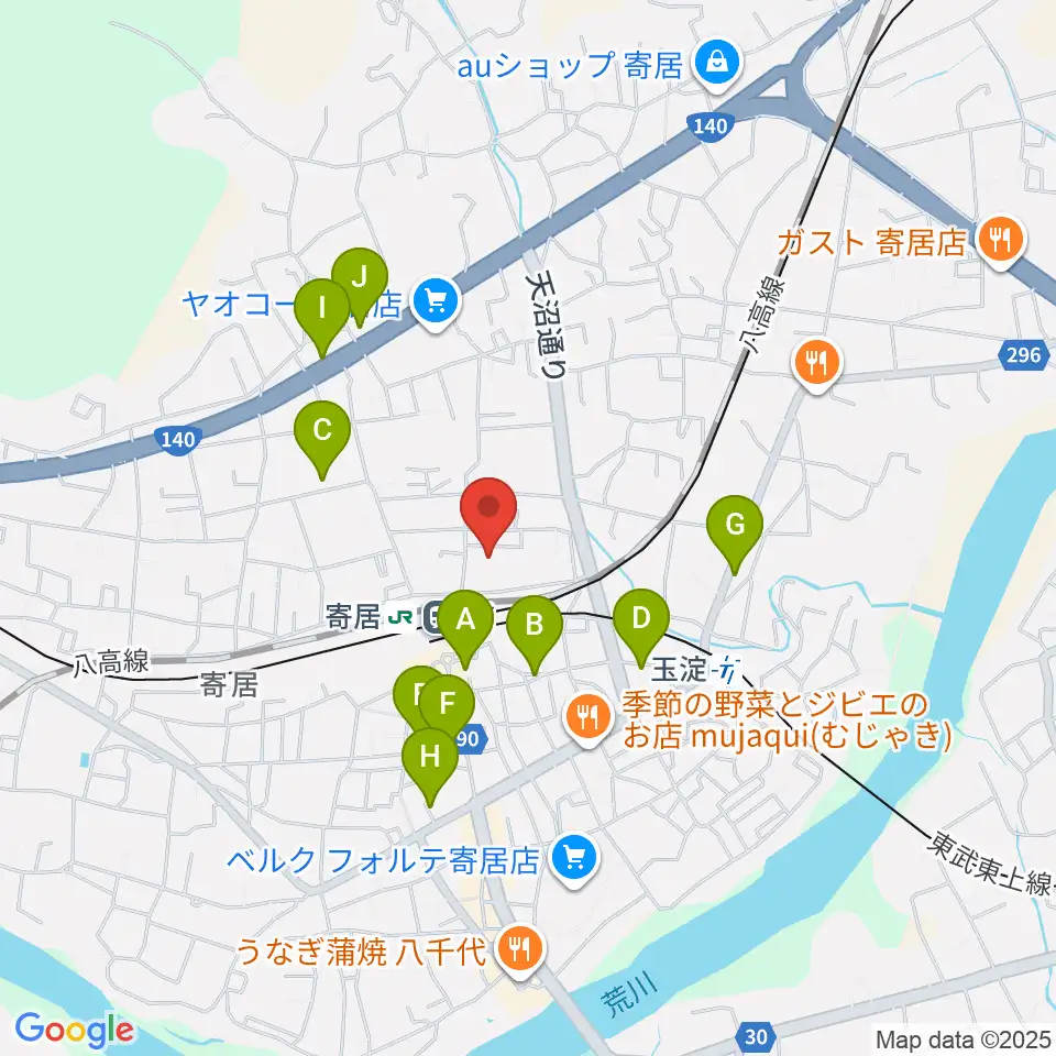 寄居町中央公民館周辺のカフェ一覧地図