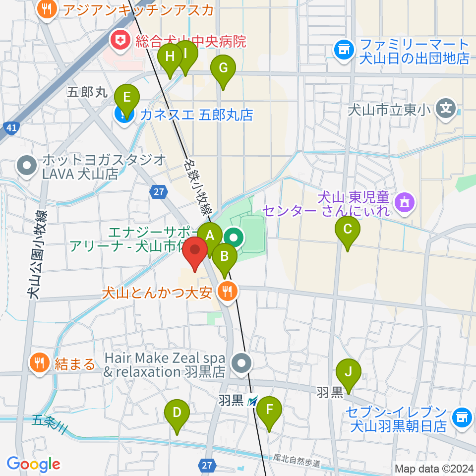 犬山市南部公民館周辺のカフェ一覧地図