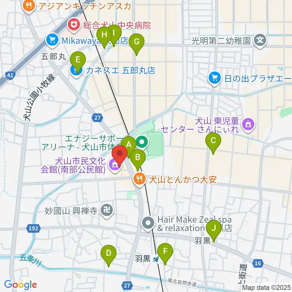 犬山市南部公民館周辺のカフェ一覧地図
