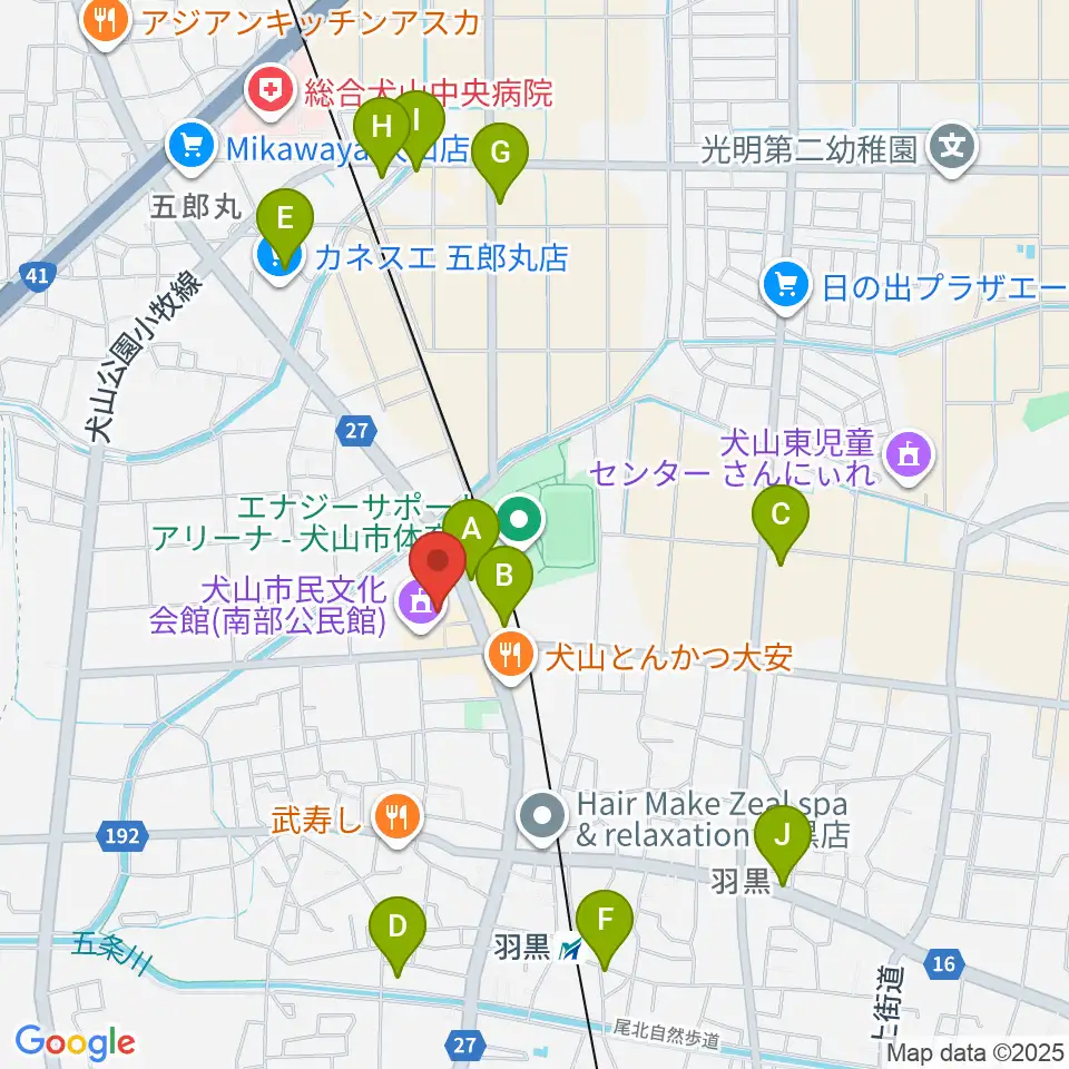 犬山市南部公民館周辺のカフェ一覧地図