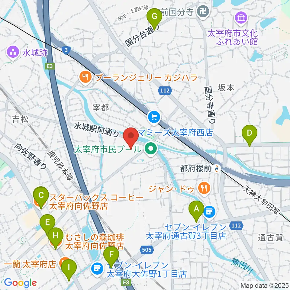 とびうめアリーナ 太宰府市総合体育館周辺のカフェ一覧地図