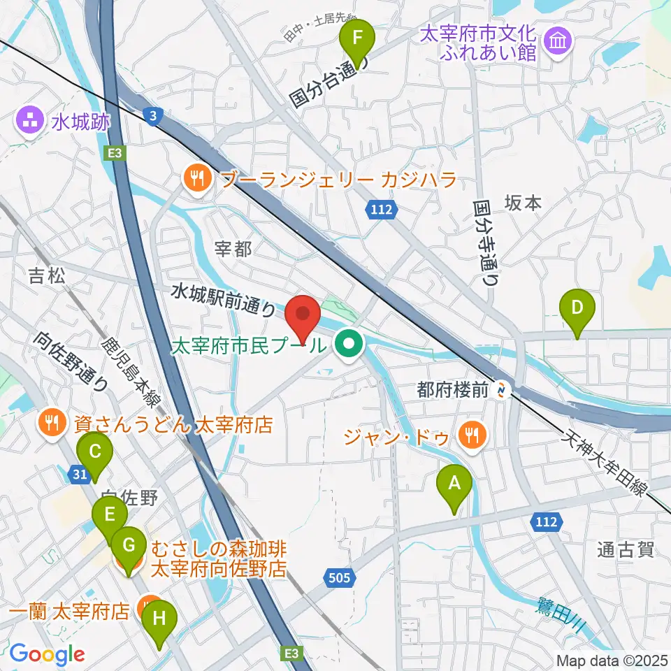 とびうめアリーナ 太宰府市総合体育館周辺のカフェ一覧地図