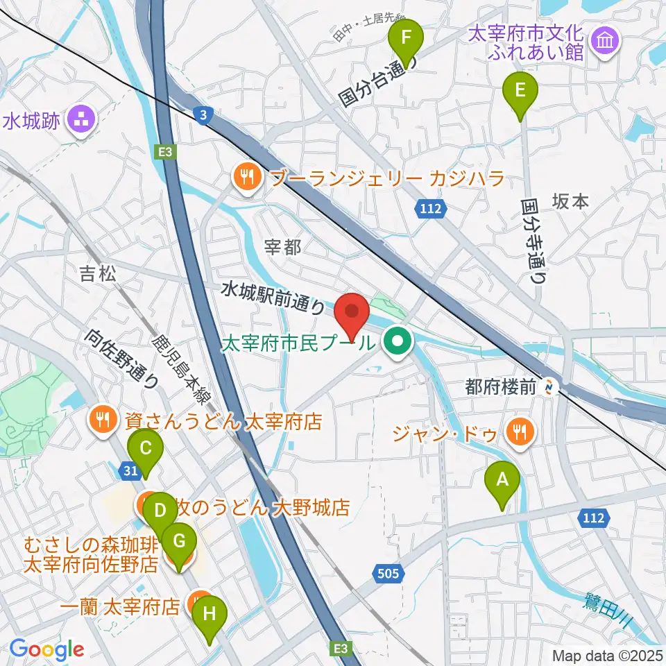 とびうめアリーナ 太宰府市総合体育館周辺のカフェ一覧地図