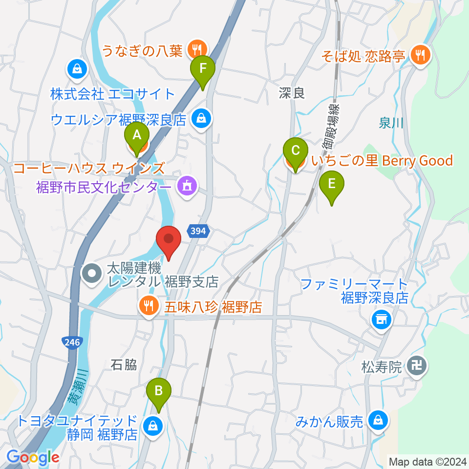 裾野市生涯学習センター ゆうあいプラザ周辺のカフェ一覧地図