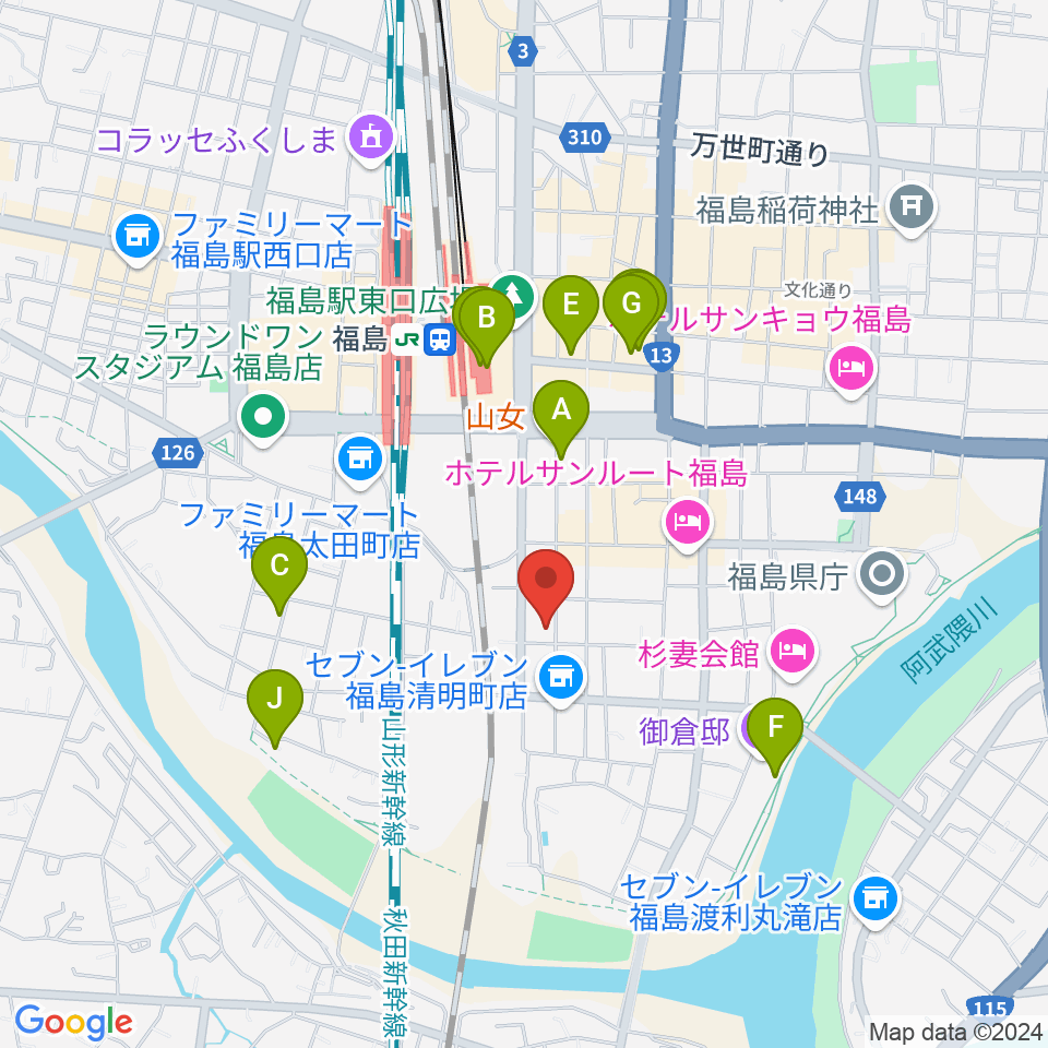 株式会社あきたや 音楽教室周辺のカフェ一覧地図