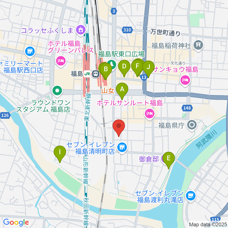 株式会社あきたや 音楽教室周辺のカフェ一覧地図