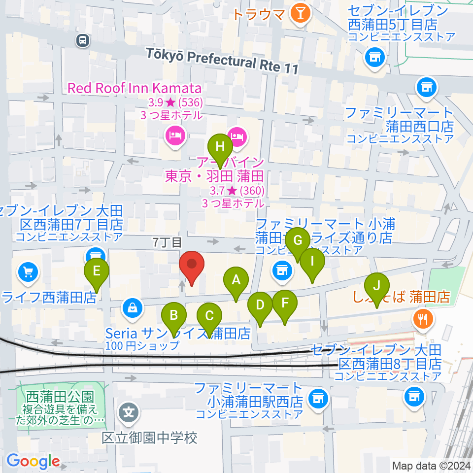 新堀ギター音楽院 蒲田教室周辺のカフェ一覧地図