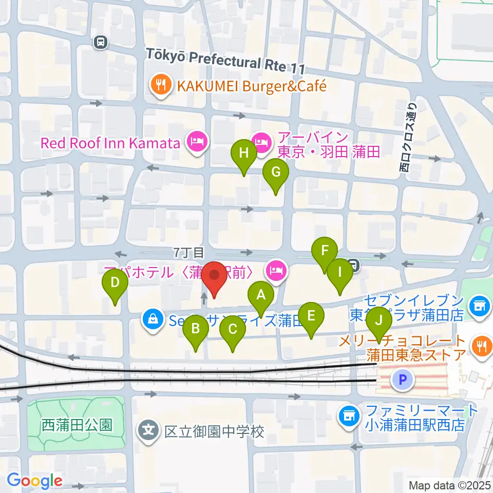 新堀ギター音楽院 蒲田教室周辺のカフェ一覧地図