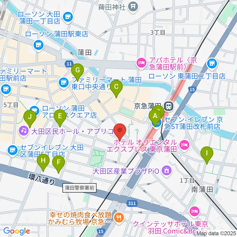 スター楽器蒲田センター周辺のカフェ一覧地図
