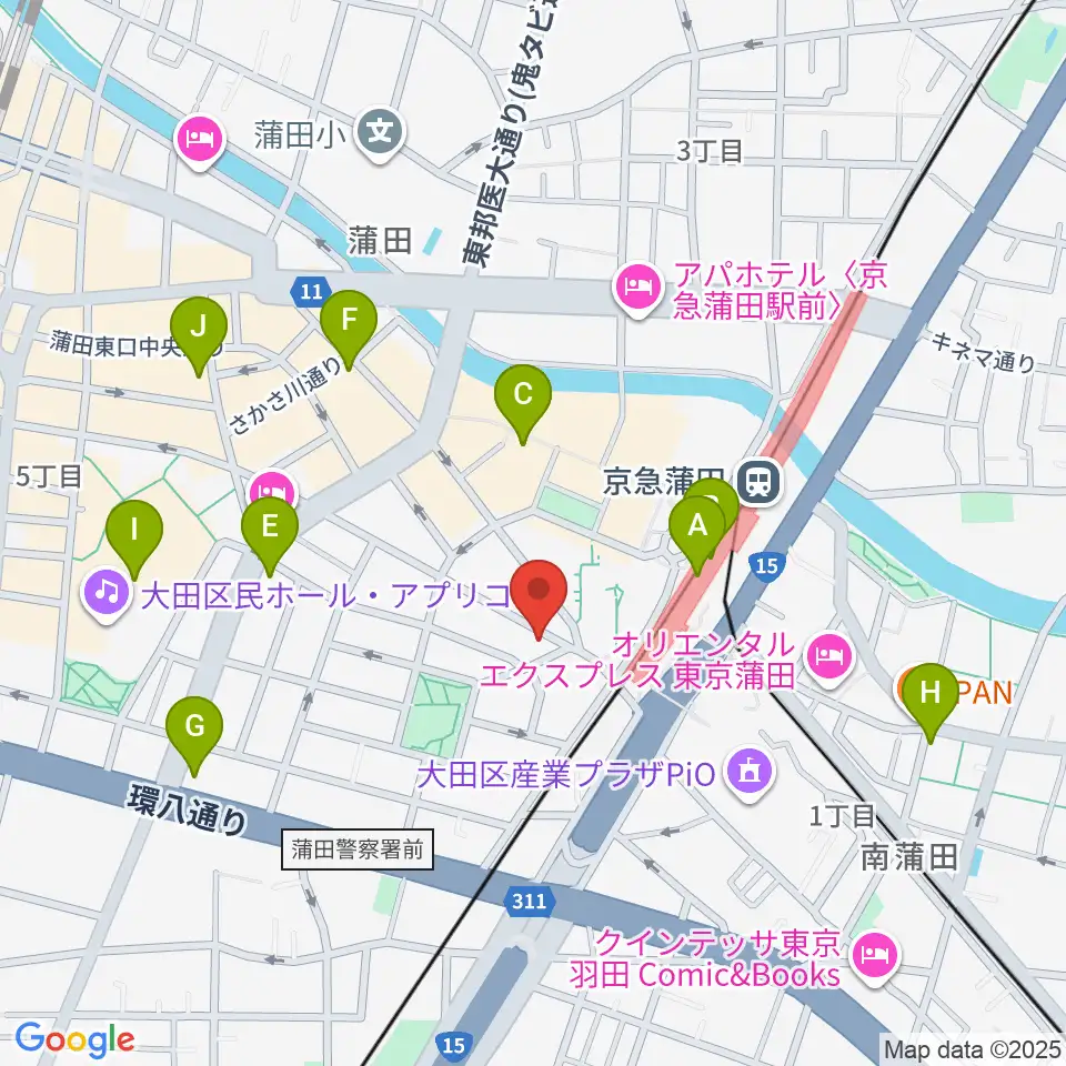 スター楽器蒲田センター周辺のカフェ一覧地図