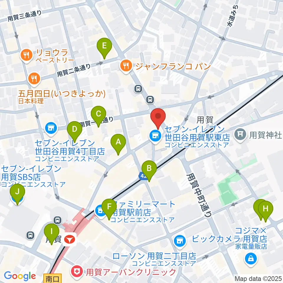 用賀 お琴・尺八・篠笛教室周辺のカフェ一覧地図