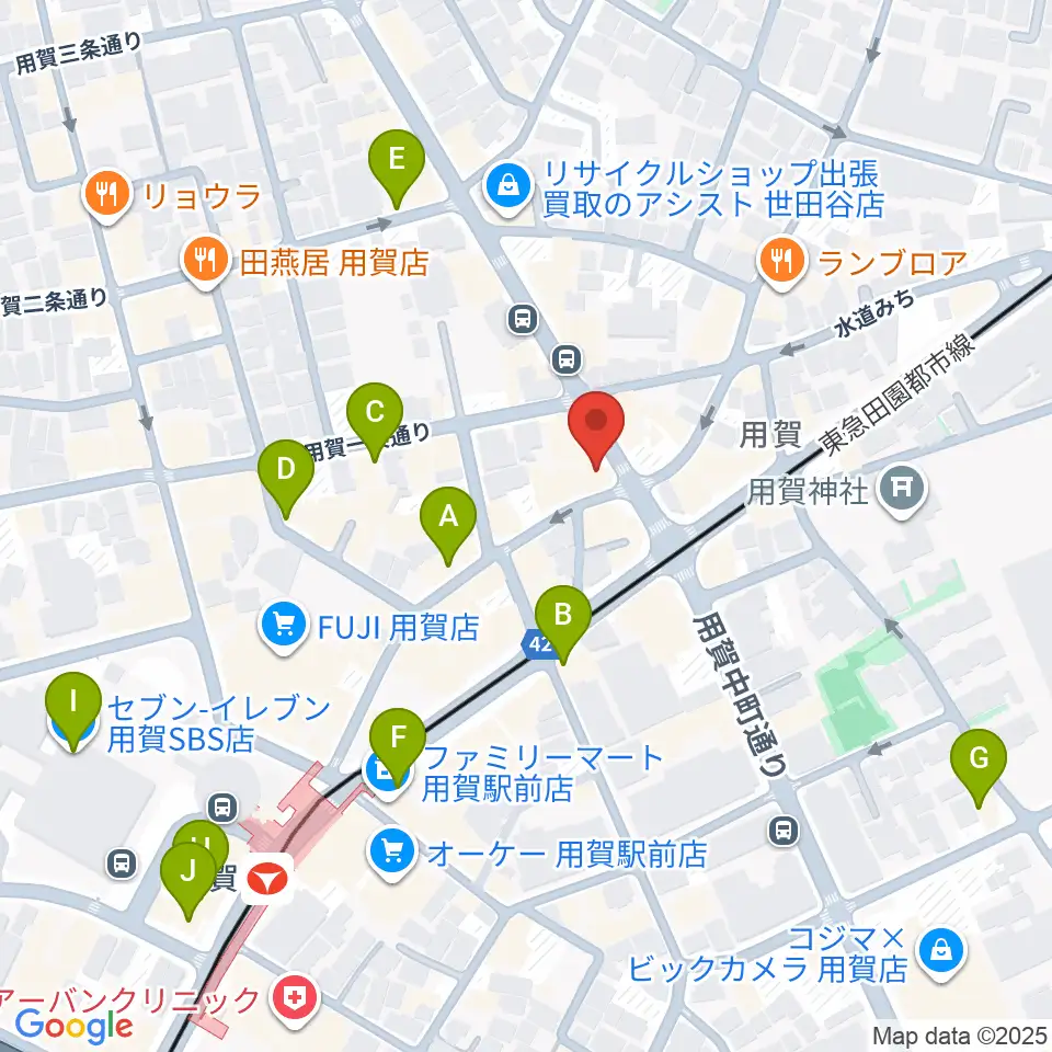 用賀 お琴・尺八・篠笛教室周辺のカフェ一覧地図