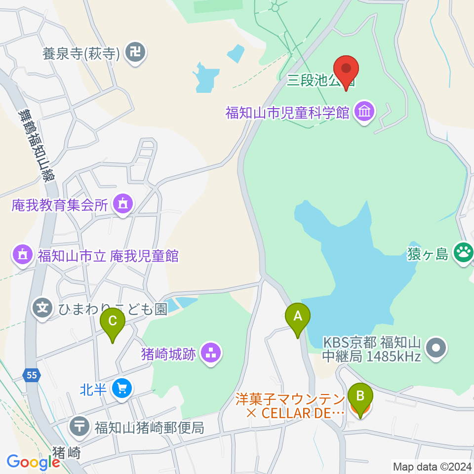 三段池公園総合体育館周辺のカフェ一覧地図