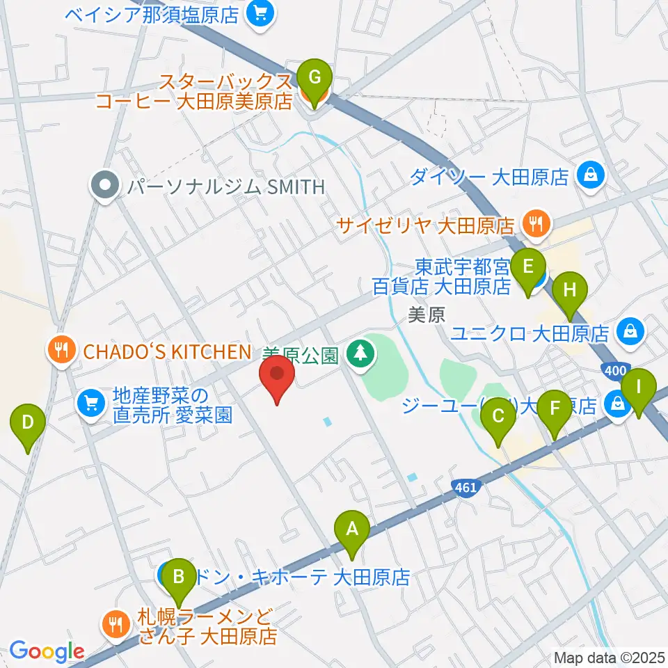 栃木県立県北体育館周辺のカフェ一覧地図