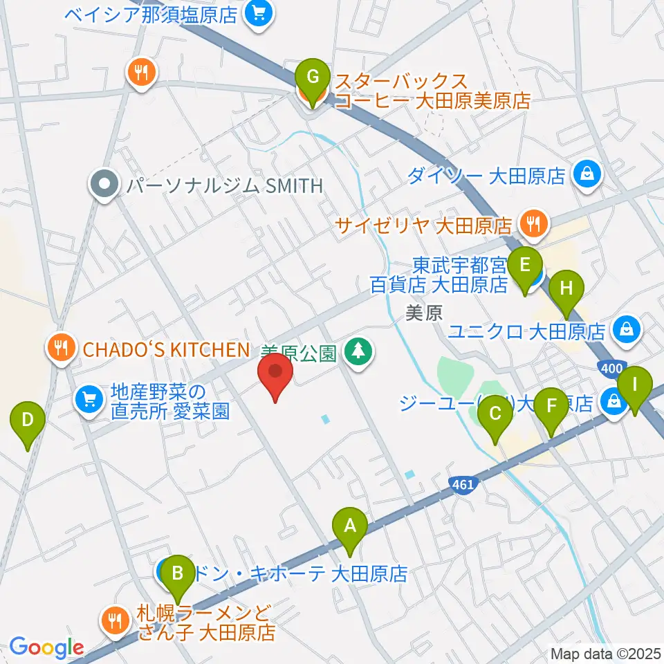栃木県立県北体育館周辺のカフェ一覧地図
